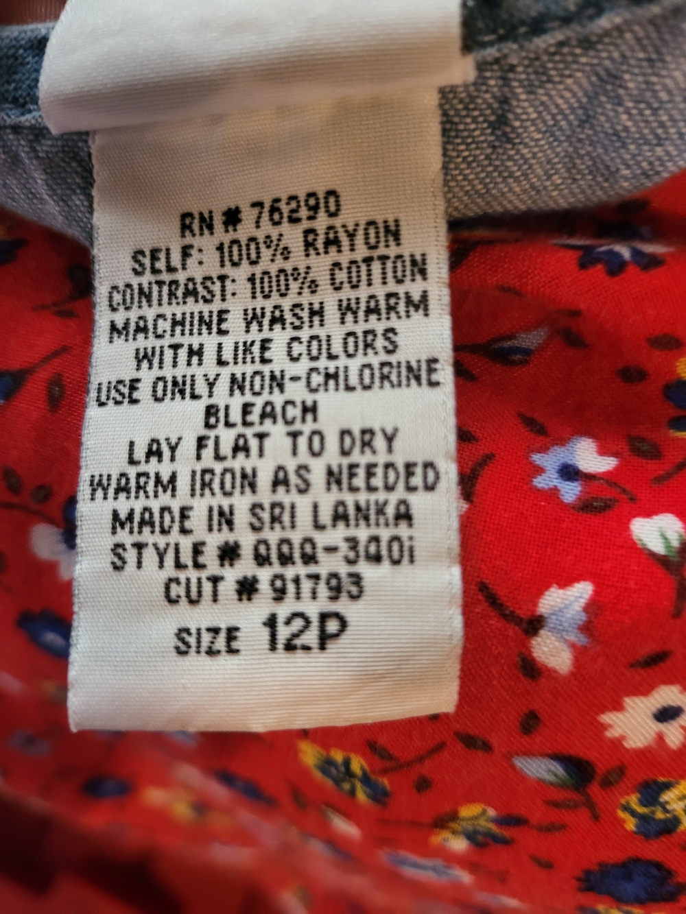 California Concepts Denim Floral Midi Sundress Size 12P Petite Cottagecore - Picture 6 of 6